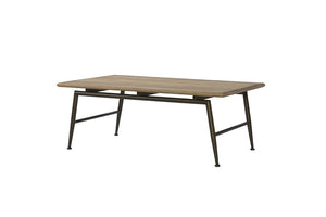 English Elm Modern White Oak Veneer Living Room Table with Wheat Grain Finish and Textured Panels Cocktail Table Metal Base B2699P584220