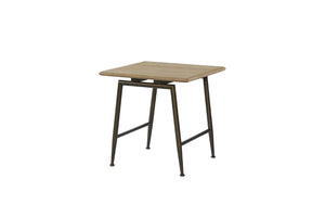 English Elm Modern White Oak Veneer Living Room Table with Wheat Grain Finish and Textured Panels End Table Metal Base B2699P584221