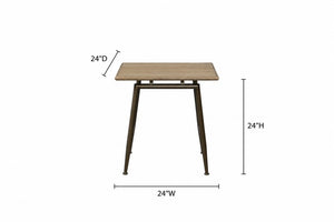 English Elm Modern White Oak Veneer Living Room Table with Wheat Grain Finish and Textured Panels End Table Metal Base B2699P584221