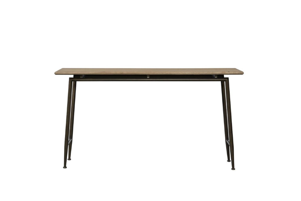 English Elm Modern White Oak Veneer Console Table with Dark Metal Legs for Entryways B2699P584225