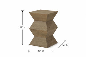 English Elm Modern Oak Veneer Sculptural Geometric Side Table with Warm Wheat Finish Japandi Accent B2699P585690