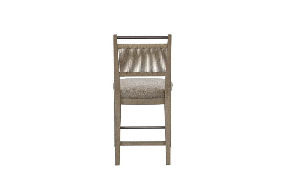 English Elm Set of 2 Woven Rope Back Counter Stools with Oak Frame and Upholstered Seats B2699P587671
