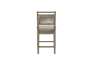 English Elm Set of 2 Woven Rope Back Counter Stools with Oak Frame and Upholstered Seats B2699P587671