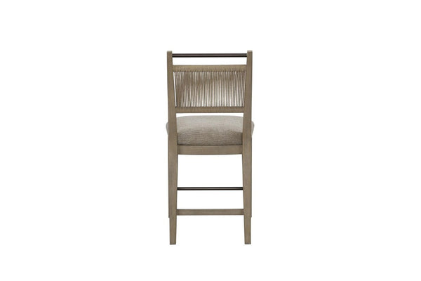English Elm Set of 2 Woven Rope Back Counter Stools with Oak Frame and Upholstered Seats B2699P587671