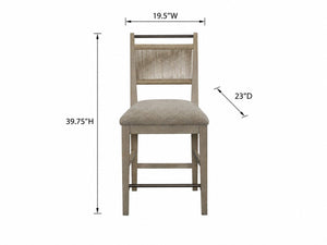 English Elm Set of 2 Woven Rope Back Counter Stools with Oak Frame and Upholstered Seats B2699P587671