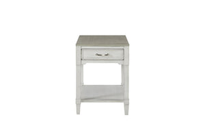 English Elm End Table with Drawer Open Shelf Whitewashed Wood Coastal Cottage Living Room Accent B2699P589270