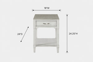 English Elm End Table with Drawer Open Shelf Whitewashed Wood Coastal Cottage Living Room Accent B2699P589270