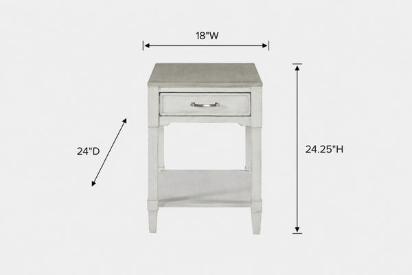 English Elm End Table with Drawer Open Shelf Whitewashed Wood Coastal Cottage Living Room Accent B2699P589270