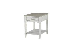 English Elm End Table with Drawer Open Shelf Whitewashed Wood Coastal Cottage Living Room Accent B2699P589270