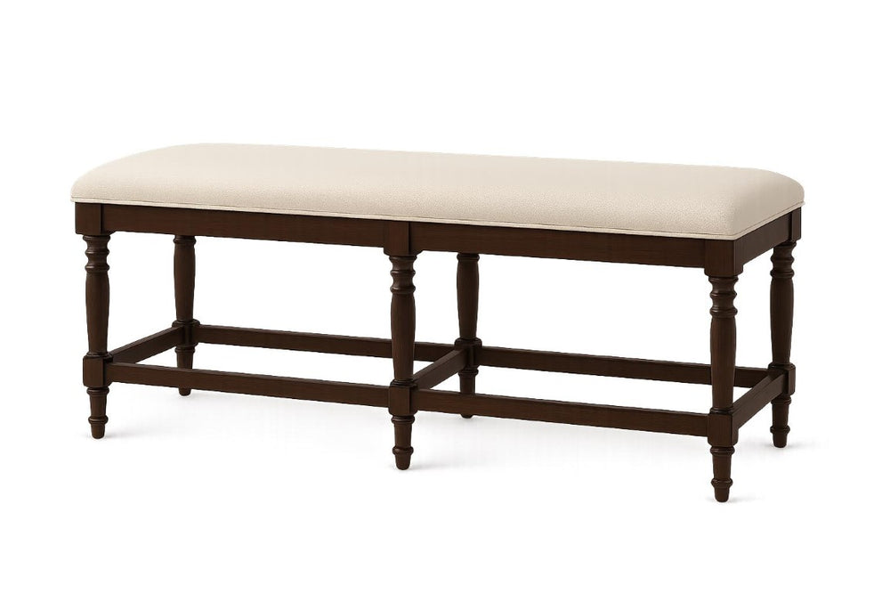 English Elm Counter Height Bench with Elm Veneer Upholstered Seat for Farmhouse Dining Rooms Coffee B2699P592467