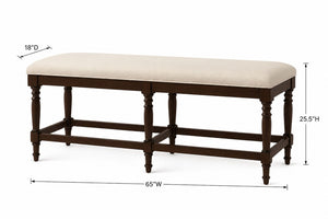 English Elm Counter Height Bench with Elm Veneer Upholstered Seat for Farmhouse Dining Rooms Coffee B2699P592467