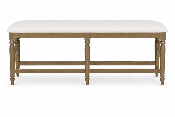 English Elm Counter Height Bench with Elm Veneer Upholstered Seat for Farmhouse Dining Rooms Caramel B2699P592474
