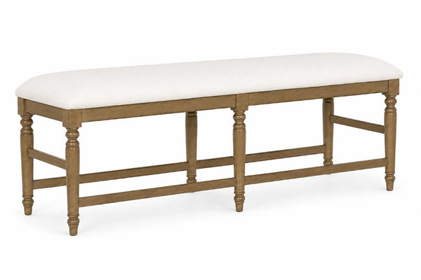 English Elm Counter Height Bench with Elm Veneer Upholstered Seat for Farmhouse Dining Rooms Caramel B2699P592474