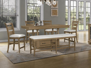 English Elm Counter Height Bench with Elm Veneer Upholstered Seat for Farmhouse Dining Rooms Caramel B2699P592474
