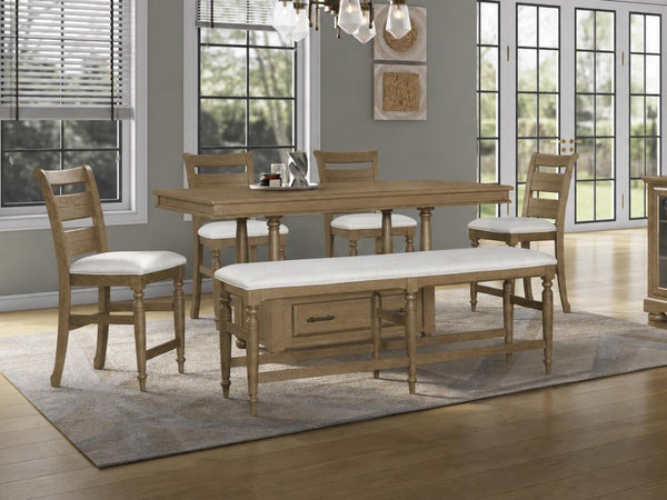 English Elm Counter Height Bench with Elm Veneer Upholstered Seat for Farmhouse Dining Rooms Caramel B2699P592474