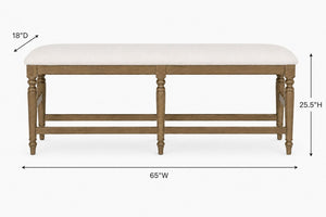 English Elm Counter Height Bench with Elm Veneer Upholstered Seat for Farmhouse Dining Rooms Caramel B2699P592474