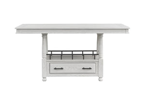 English Elm Counter Height Elm Veneer Dining Table with Storage Drawer Shelf and Turned Legs B2699P592477