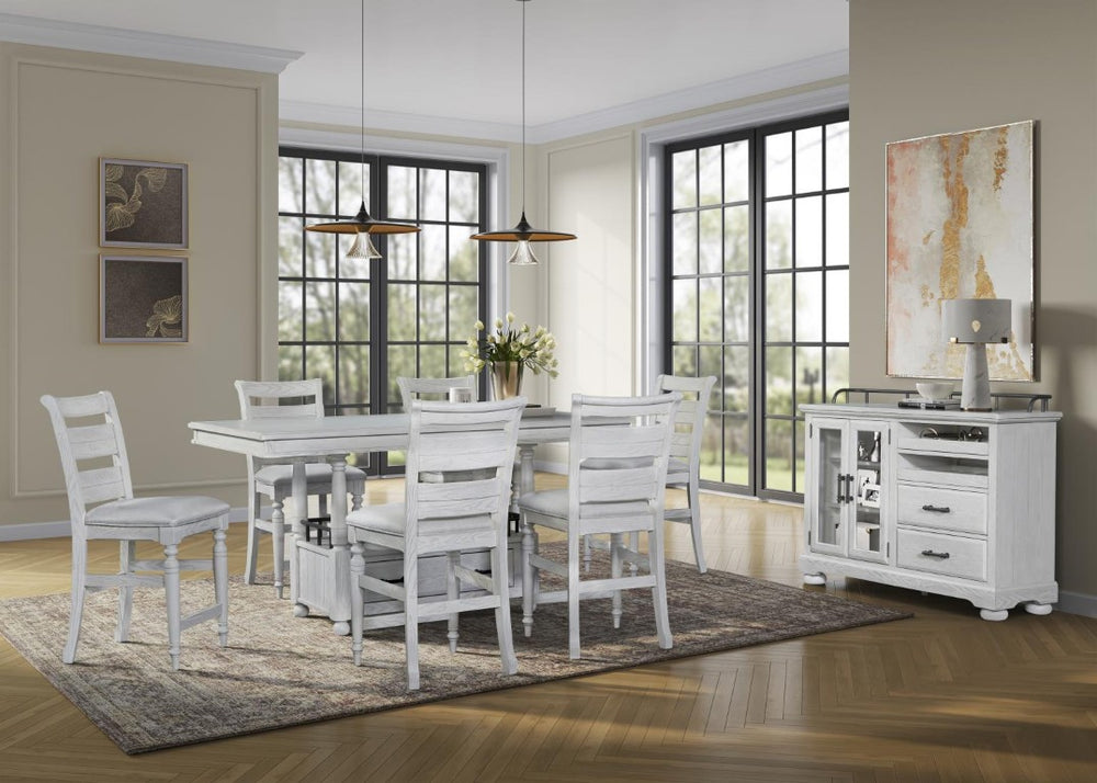 English Elm Counter Height Elm Veneer Dining Table with Storage Drawer Shelf and Turned Legs B2699P592477