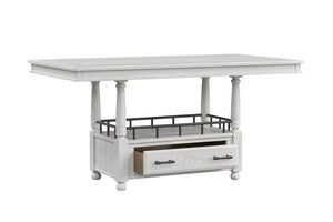 English Elm Counter Height Elm Veneer Dining Table with Storage Drawer Shelf and Turned Legs B2699P592477