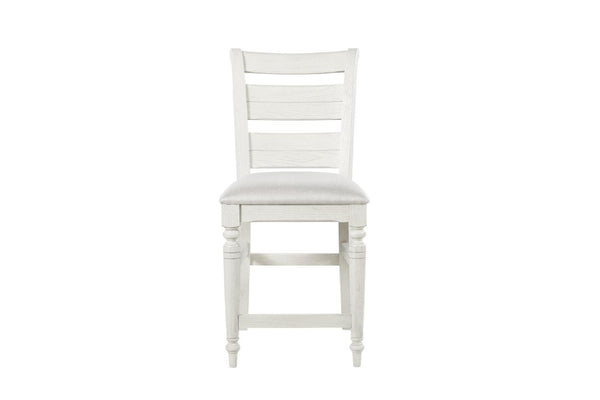 English Elm Ladder Back Counter Stools Set of 2 Whitewash Elm Wood Farmhouse Cottage Seating B2699P592483