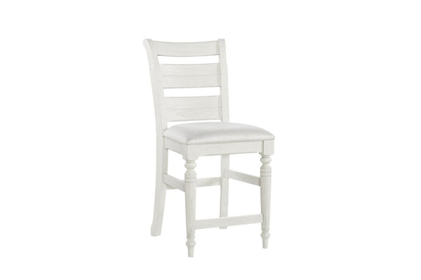 English Elm Ladder Back Counter Stools Set of 2 Whitewash Elm Wood Farmhouse Cottage Seating B2699P592483