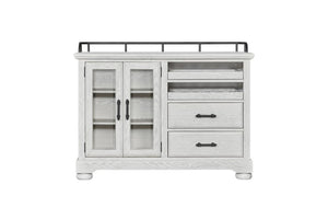 English Elm Whitewash Elm Veneer Buffet with Wine Rack Glass Cabinet and Storage Drawers B2699P593044