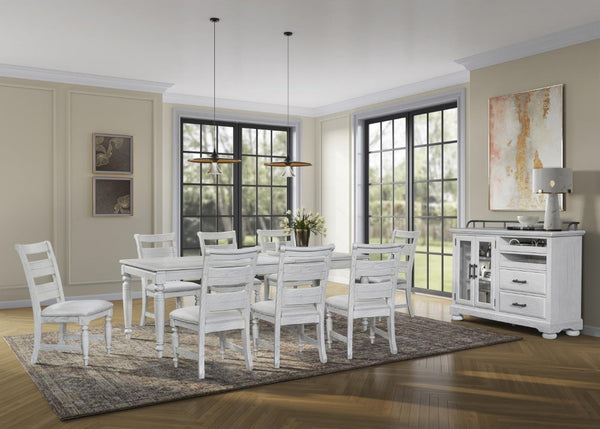 English Elm Whitewash Elm Veneer Buffet with Wine Rack Glass Cabinet and Storage Drawers B2699P593044