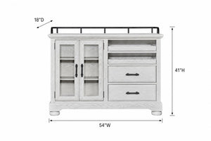 English Elm Whitewash Elm Veneer Buffet with Wine Rack Glass Cabinet and Storage Drawers B2699P593044