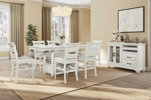 English Elm Whitewash Elm Veneer Buffet with Wine Rack Glass Cabinet and Storage Drawers B2699P593044