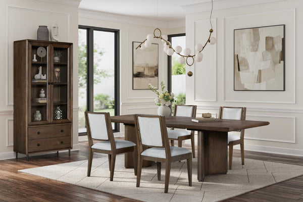 English Elm Fabric Upholstered Dining Chairs Set of 2 Solid Oak Frame Transitional Modern Seating B2699P594932