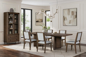 English Elm Fabric Upholstered Dining Chairs Set of 2 Solid Oak Frame Transitional Modern Seating B2699P594932