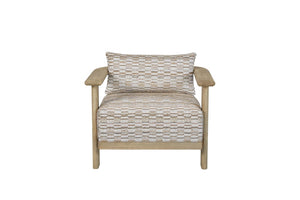 English Elm Fabric Accent Lounge Chair with White Oak Arms and Padded Cushions for Modern Interiors B2699P594933