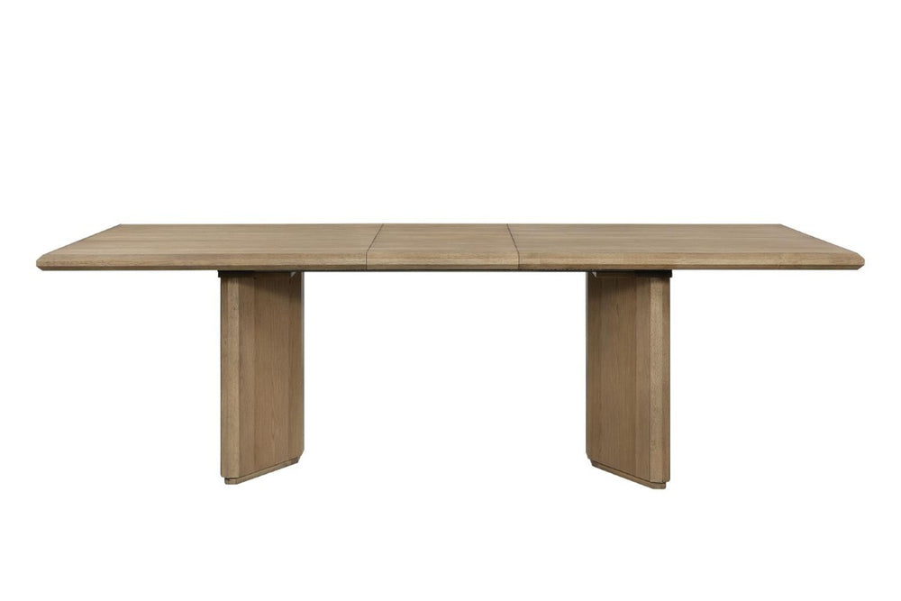 English Elm Angled Pedestal Extendable Oak Veneer Dining Table for Contemporary Rooms B2699S00123