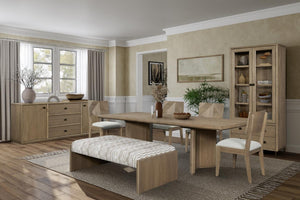 English Elm Angled Pedestal Extendable Oak Veneer Dining Table for Contemporary Rooms B2699S00123