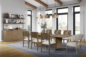 English Elm Angled Pedestal Extendable Oak Veneer Dining Table for Contemporary Rooms B2699S00123