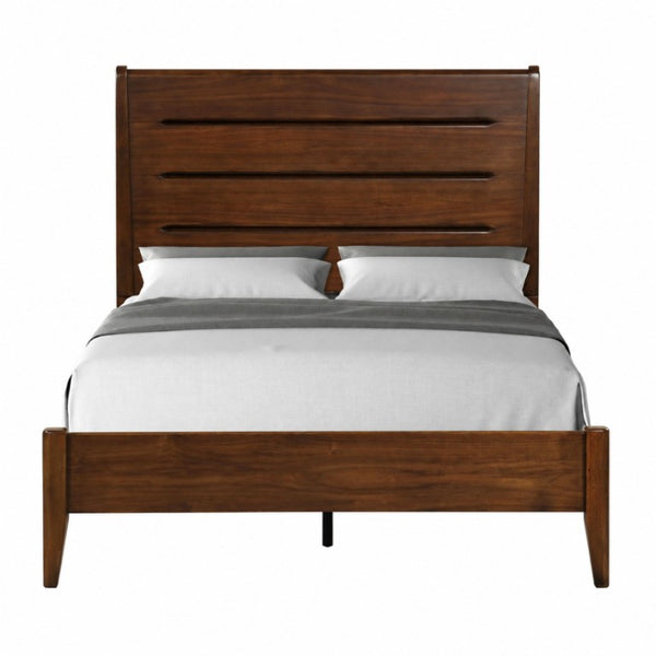 English Elm Mid-Century King Bed Birch Veneer Slotted Headboard Warm Natural Wood Bedroom Frame B2699S00128