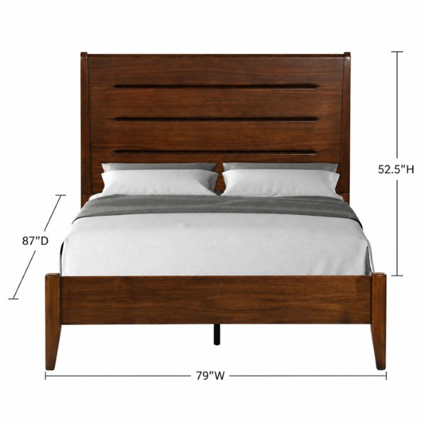 English Elm Mid-Century King Bed Birch Veneer Slotted Headboard Warm Natural Wood Bedroom Frame B2699S00128