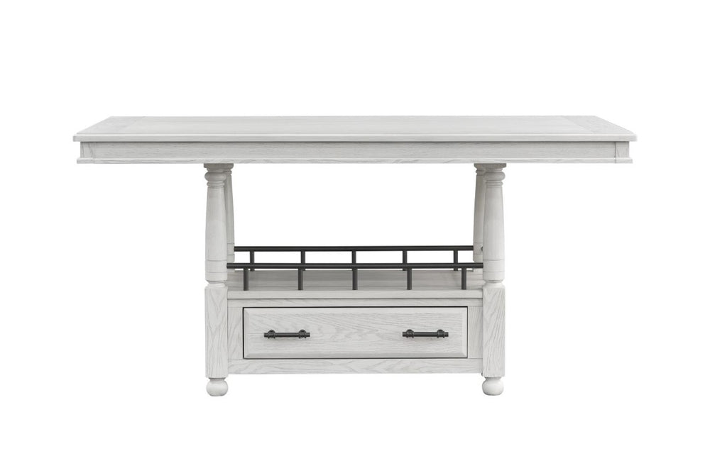 English Elm Counter Height Elm Veneer Pub Table with Storage Drawer and Lower Shelf Farmhouse Style B2699S00129