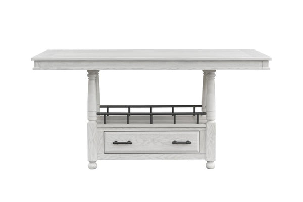 English Elm Counter Height Elm Veneer Pub Table with Storage Drawer and Lower Shelf Farmhouse Style B2699S00129