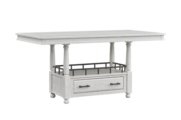 English Elm Counter Height Elm Veneer Pub Table with Storage Drawer and Lower Shelf Farmhouse Style B2699S00129