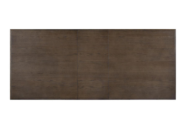 English Elm Angled Double Pedestal Extendable White Oak Dining Table with Warm Rye Finish B2699S00131
