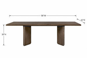 English Elm Angled Double Pedestal Extendable White Oak Dining Table with Warm Rye Finish B2699S00131