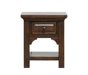 English Elm Brown Burnt Umber Single Drawer Nightstand Compact Traditional Bedside Storage Table B2709P212328