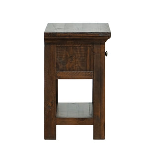 English Elm Brown Burnt Umber Single Drawer Nightstand Compact Traditional Bedside Storage Table B2709P212328
