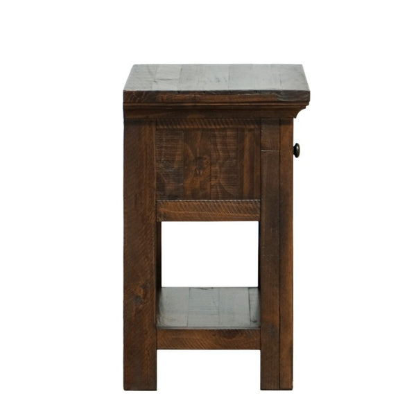 English Elm Brown Burnt Umber Single Drawer Nightstand Compact Traditional Bedside Storage Table B2709P212328