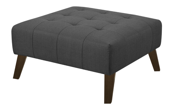 English Elm Gray Mid-century Modern Square Ottoman Charcoal Upholstered Living Room Footrest Seat B2709P212437