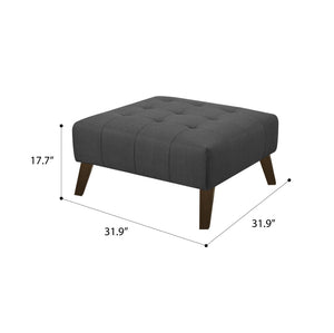 English Elm Gray Mid-century Modern Square Ottoman Charcoal Upholstered Living Room Footrest Seat B2709P212437