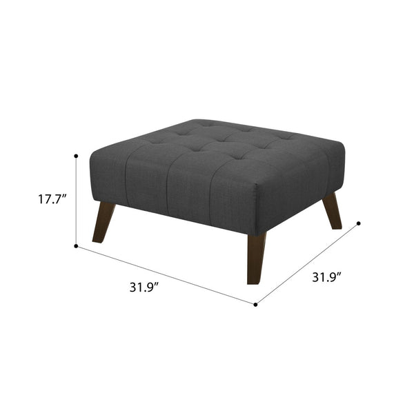 English Elm Gray Mid-century Modern Square Ottoman Charcoal Upholstered Living Room Footrest Seat B2709P212437