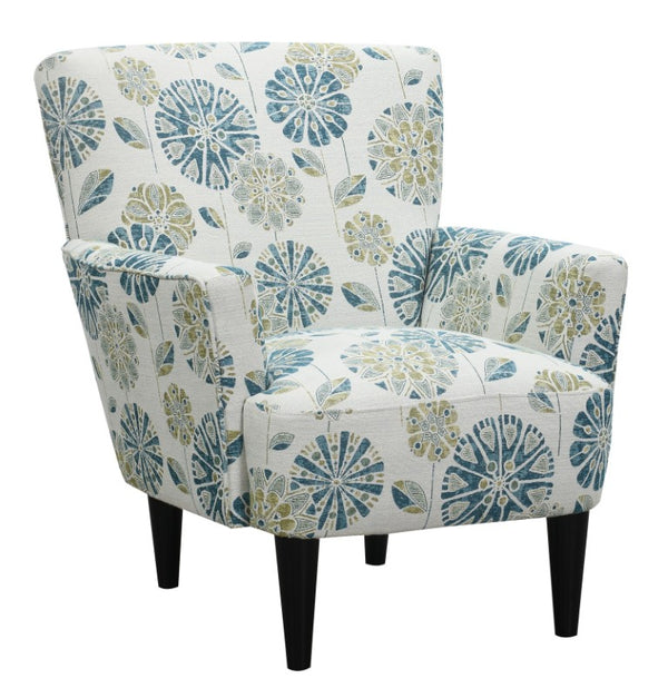 English Elm Blue Teal Floral Upholstered Accent Chair Contemporary Silhouette for Living Room B2709P212532