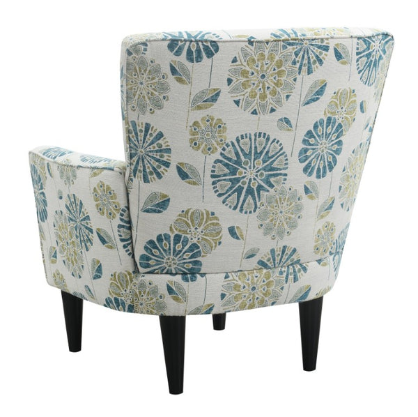 English Elm Blue Teal Floral Upholstered Accent Chair Contemporary Silhouette for Living Room B2709P212532